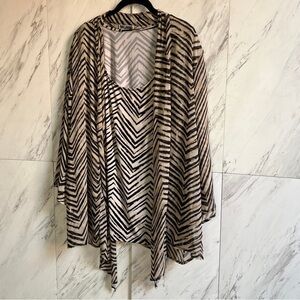 JM Collection Zebra Animal Print Detachable Twinset SZ 3X